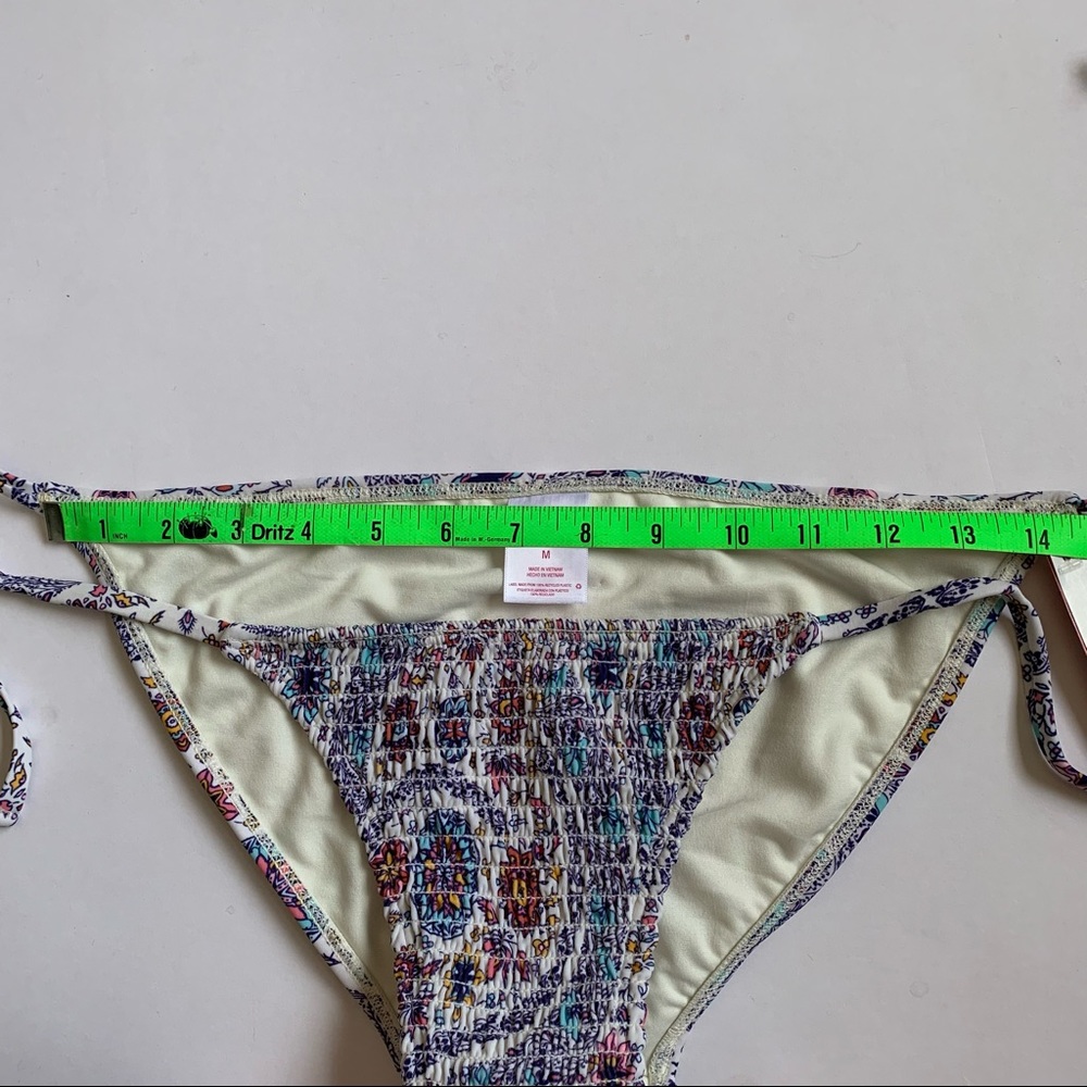 Xhilaration Size Medium Boho Smocked Paisley String Bikini Bottom NWT - Picture 10 of 14